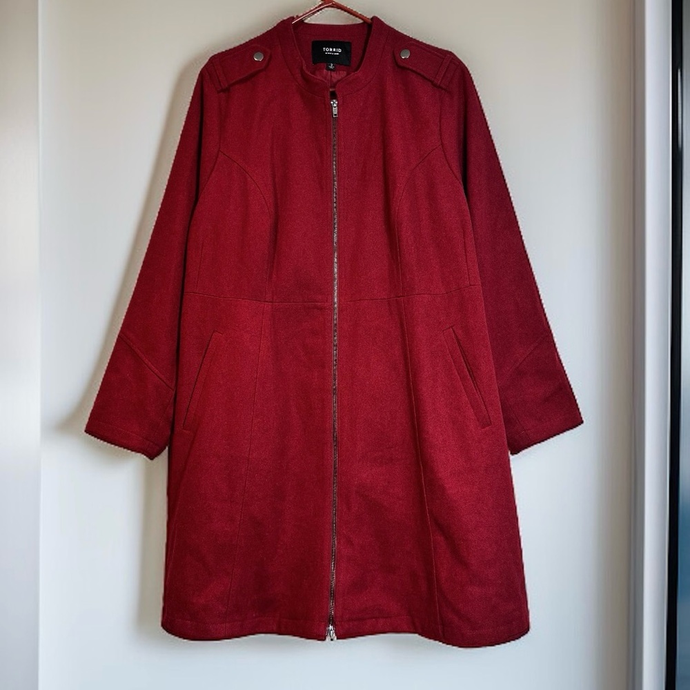Torrid Wool Blend Zip Front Fit And Flare Coat - Picture 1 of 14